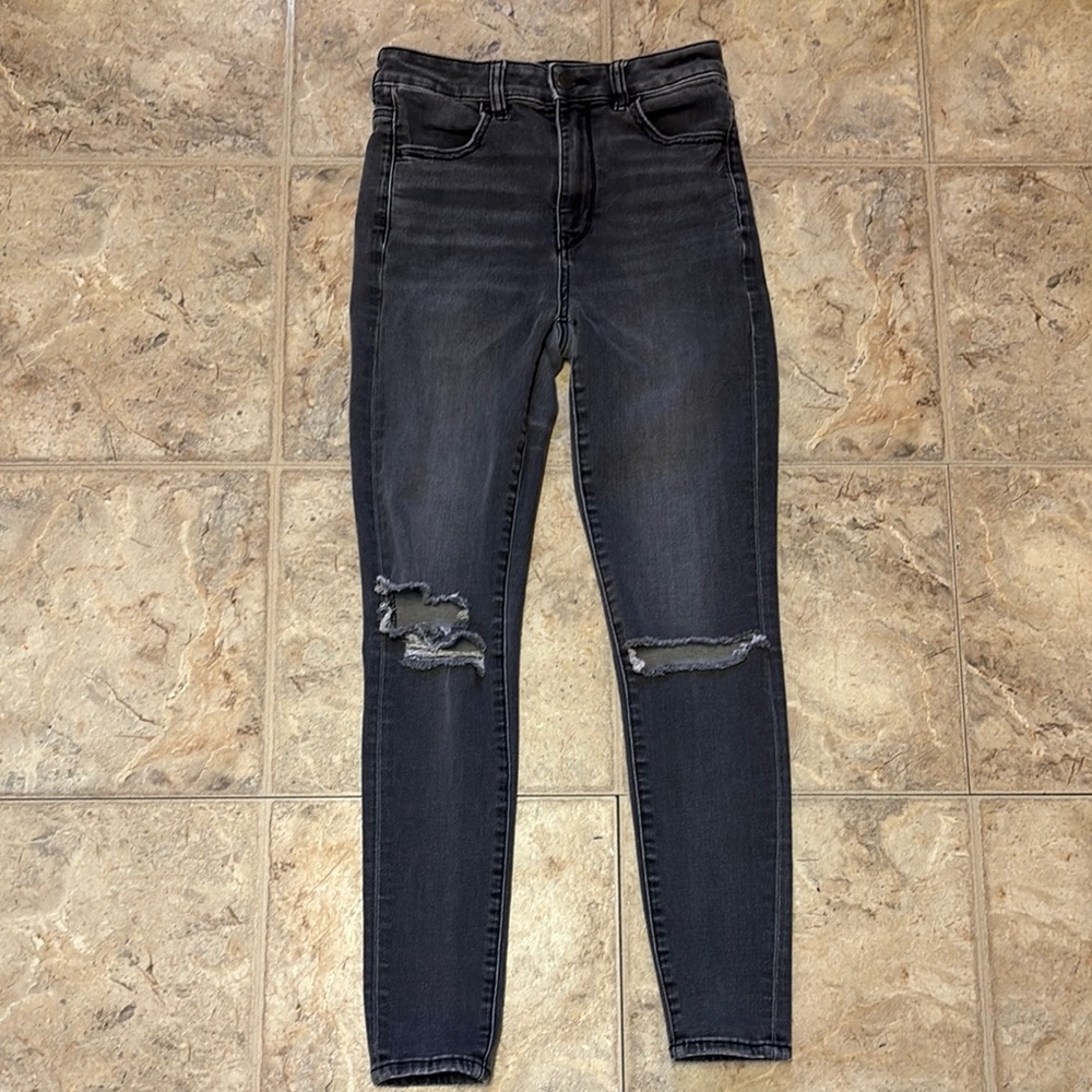 American Eagle Next Level Stretch Size 4 Regular Women's Distressed Black Jeans